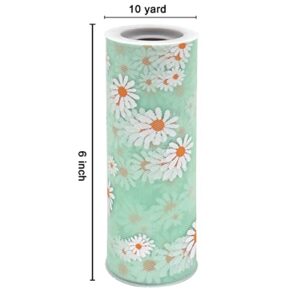 IONTACH Daisy Tulle Rolls 6 Inch by 10 Yards (30FT) Fabric Spool Tulle Ribbon for DIY Tutu Skirt Sewing Bow Wedding Decorations Craft Supplies (Aqua)