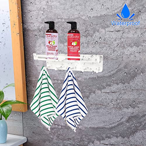 NC Key Holder for Wall Hooks and Rack Decorative Mail Hanging Hanger Hook Ring Organizer with Shelf ,5 Key Hooks Stainless Steel White