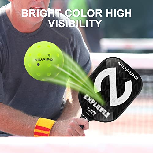 niupipo Pickleball Balls, Outdoor Pickleball Balls, USAPA Approved 40 Holes Pickle Balls for Tournament Play, Pickleball Balls, High Elasticity & Durable, Green, 12 Pickleball Balls Pack