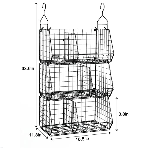 Jautokerdar 3 Tier Closet Hanging Shelves with Divider, Extra Large Closet Organizers and Storage, Clothes Hanging Organizer Clothing Sweaters Shoes Handbags Clutches Accessories