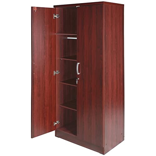 Pemberly Row Modern Wood Two Door Armoire Wardrobe Cabinet in Mahogany