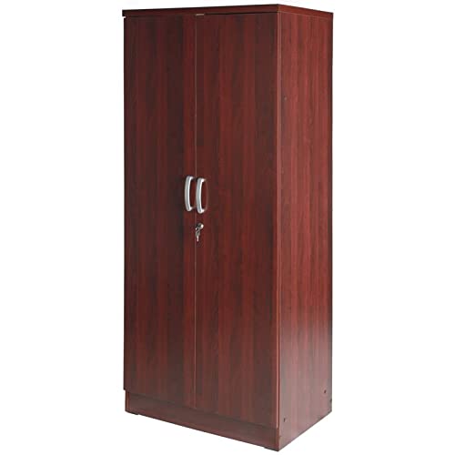 Pemberly Row Modern Wood Two Door Armoire Wardrobe Cabinet in Mahogany