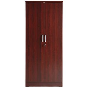 Pemberly Row Modern Wood Two Door Armoire Wardrobe Cabinet in Mahogany