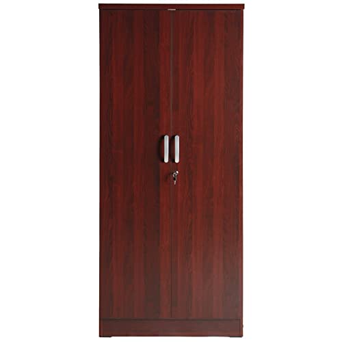 Pemberly Row Modern Wood Two Door Armoire Wardrobe Cabinet in Mahogany