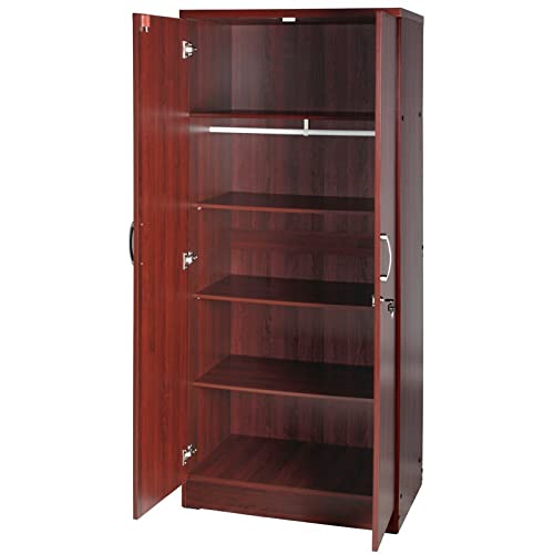 Pemberly Row Modern Wood Two Door Armoire Wardrobe Cabinet in Mahogany