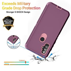 Qinmay Moto G Power 2022 WineRed-Pink Case: 3-in-1 Shockproof, Dustproof, Heavy Duty Protection with 2 HD Screen Protectors