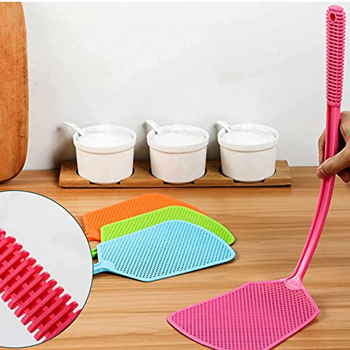 Fly Swatter,5 Pack Plastic Heavy Duty Manual Fly Killer, Long Handle Flyswatter, Large Bug Swatters That Work for Indoor and Outdoor