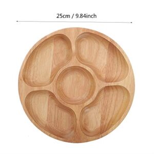 Round Serving Tray in Wood Wooden Food, Coffee Snack Trays All Natural Vegan Friendly Coasters Decorative Platter Cheese Board Dinner Set Perfect for Parties Holidays Family Breakfast Dinners Tea