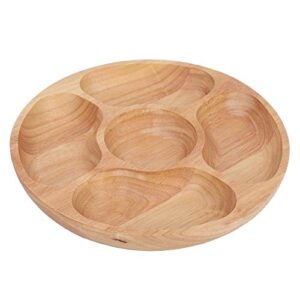 Round Serving Tray in Wood Wooden Food, Coffee Snack Trays All Natural Vegan Friendly Coasters Decorative Platter Cheese Board Dinner Set Perfect for Parties Holidays Family Breakfast Dinners Tea