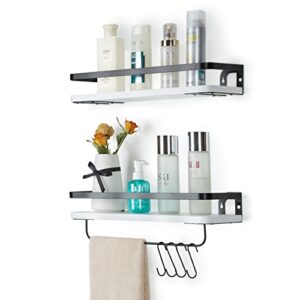 NOBLE DUCK Floating Shelves for Bathroom, Wall Mounted Storage Hanging Shelf for Kitchen, Home Decor(Set of 2)