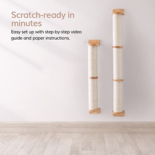 Furmia Cat Wall Scratcher, Cat Wall Furniture For Indoor Cats, Wall Mounted Cat Scratching Post, Modern Cat Scratcher, Cat Scratcher Wall Cat Tree, Cat Wall Scratching Post, Holds Up To 40lbs (2-Tier)