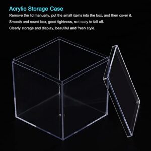 MECCANIXITY Clear Acrylic Plastic Storage Box Square Cube Display Case with Lid, 5.1x5.1x5.1cm Container Box for Small Item, Pack of 4