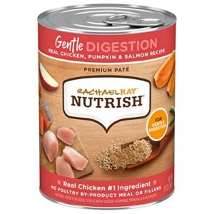 rachael ray nutrish gentle digestion premium pate wet dog food, real chicken, pumpkin & salmon, 13 ounce can (pack of 12)