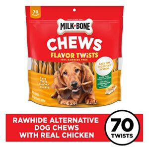 Milk-Bone Easy Peasy Chicken Cheesy Flavor Twists, Rawhide Free Dog Chews, Bag of 70