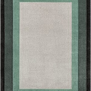 Well Woven Arian Green Solid Border Geometric Modern Area Rug 5x7 (5'3" x 7'3")