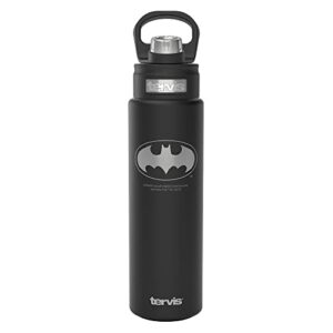 tervis dc comics - batman logo engraved on onyx shadow insulated tumbler 24oz wide mouth bottle stainless steel