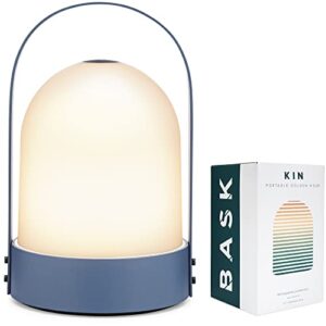 bask kin portable cordless lantern table lamp | usb rechargeable | powerful long-lasting 4000mah battery | kids bedroom | indoor / outdoor light | easy 3-step touch dimmable | ultrabright led