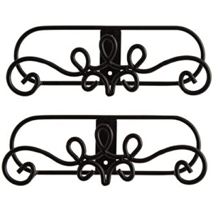 MyGift Wall Mounted Collectible Plate Display Holder Rack with Vintage Black Metal Decorative Scrollwork Design, Set of 2