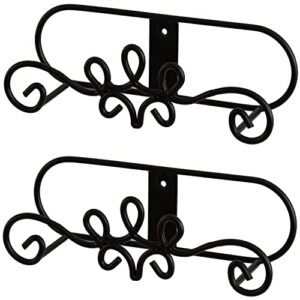 MyGift Wall Mounted Collectible Plate Display Holder Rack with Vintage Black Metal Decorative Scrollwork Design, Set of 2