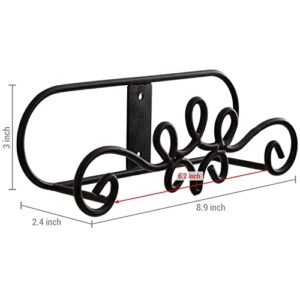 MyGift Wall Mounted Collectible Plate Display Holder Rack with Vintage Black Metal Decorative Scrollwork Design, Set of 2