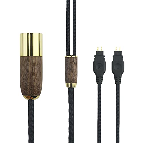 NewFantasia 10ft 4-pin XLR Balanced Cable 6N OCC Copper Silver Plated Cord Walnut Wood Shell Compatible with Sennheiser HD650, HD600, HD580, HD660S, HD58X, HD6XX Headphones