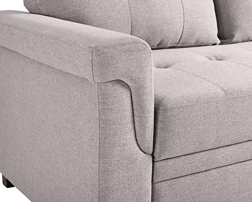 Oadeer Home 86" Reversible Sleeper Sofa with Chaise Storage Sectional, Light Gray