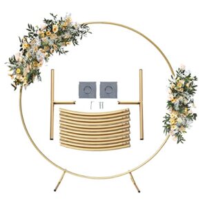 round backdrop stand, 6.7ft aluminum balloon arch kit, golden circle wedding arch frame, for birthday party, graduation, wedding and bridal shower photo background decoration