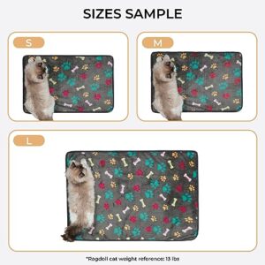 Luciphia 1 Pack 3 Blankets Fluffy Premium Fleece Pet Blanket Flannel Paw Bone Printed Throw for Dog Cat(Small 23x16'', Grey/Brown/Blue)