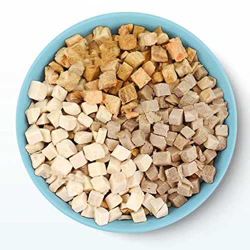 BNYEE Freeze Dried Cat & Dog Treats – 250g Freeze Dried Chicken+Duck+Fish 3 in 1 Meat Snacks - High Protein, Bite-Sized, Training Treats Snacks