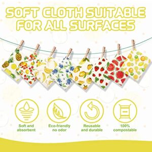 8 Pieces Swedish Kitchen Dishcloths Mixed Fruits Swedish Reusable Absorbent Sponge Cloths Dish Towels Quick Drying Washable Cleaning Dish Cloths for Kitchen Washing Dishes, Cleaning Wipes