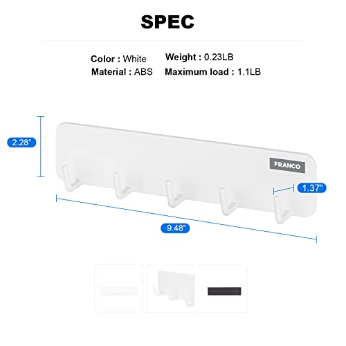 Carrotez 5 Wall Hooks Unscrewed Magnetic Easy Attachable Multi Organizer Floating Hook Shelves, Floating Shelf for Kitchen, Shelf for Dorm - White