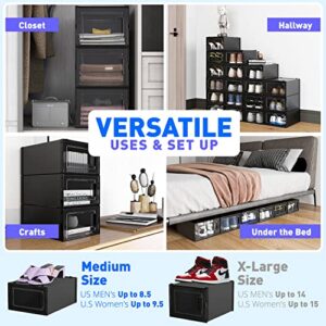 Shoe Organizer Shoe Storage Boxes, Clear Shoe Boxes Stackable, Shoe Box Shoe Containers, Shoe Boxes Clear Plastic Stackable, Plastic Shoe Boxes with Lids, Shoe Organizer for Closet, Sneaker Storage