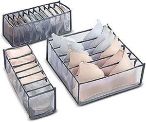guagll 3 pack foldable underwear drawer organizer, underwear storage divider boxes for bras, socks, underwear, ties