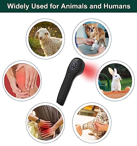 iKeener Vet Device for Pets,Red Light Therapy for Pain Relief,Muscle & Joint Pain from Dog Arthritis,Handheld Infrared Light with 660nm & 850nm Wavelengthsm for Dogs,Cats,Horses (Black)