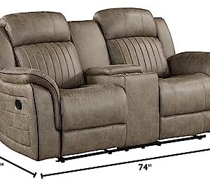 Lexicon Perm Double Reclining Loveseat, Sandy Brown