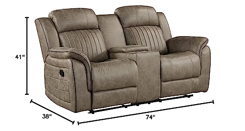 Lexicon Perm Double Reclining Loveseat, Sandy Brown