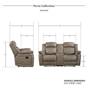 Lexicon Perm Double Reclining Loveseat, Sandy Brown