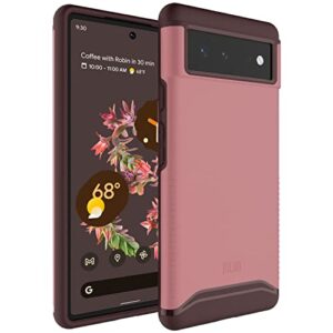 tudia dualshield designed for google pixel 6 case (2021), [merge] shockproof military grade slim heavy duty dual layer tough protection for pixel 6 phone case - smokey pink