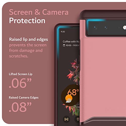 TUDIA DualShield Designed for Google Pixel 6 Case (2021), [Merge] Shockproof Military Grade Slim Heavy Duty Dual Layer Tough Protection for Pixel 6 Phone Case - Smokey Pink