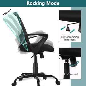 Home Office Chair Ergonomic Computer Desk Chair Mesh Mid-Back Height Adjustable Swivel Chair with Armrest, Black