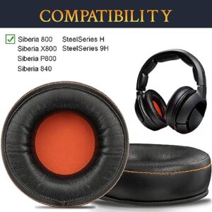 SOULWIT Ear Pads Cushions Replacement, Earpads for SteelSeries Siberia 800 (X800, P800), Siberia 840, SteelSeries H, 9H Gaming Headset, with Softer Protein Leather - Black