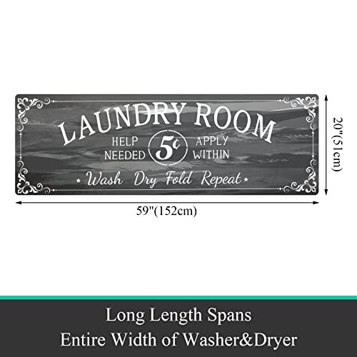 Pauwer Laundry Room Rug Runner 20"x59"Non Slip Waterproof Washing Machine Room Farmhouse Laundry Rugs and Mats for Washroom, Bathroom, Kitchen Decor (20"x59", Dark Grey)