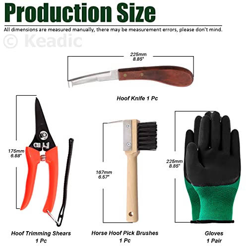 Keadic 7 pcs Horse Farrier Hoof Trimmer Tool Kit Contains Professional Horseshoe Pliers Nipper, Hoof Knife Horseshoe Brush and Rasp Hoof Cutter, Horses Hoof Trim Set for Horses Cattle Sheep Donkeys