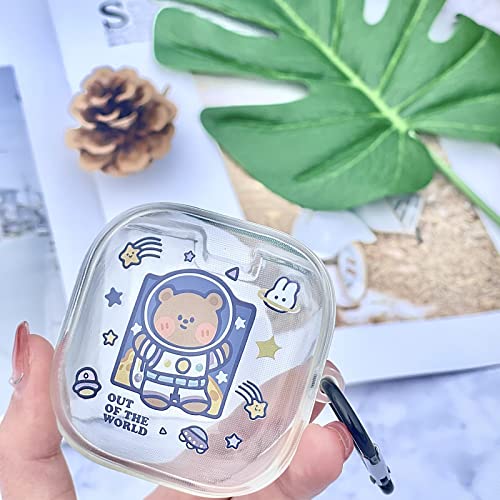 Bogut Compatible for Beats Fit Pro Case, Cute Bear Cartoon Design Beats Fit Pro 2021 Earbuds Cover with Keychain, Clear TPU Protective Anti-Fall Soft Silicone Case for Kids Boys Girls - Clear