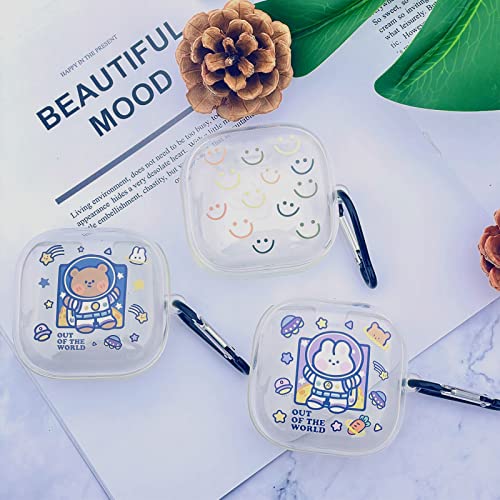 Bogut Compatible for Beats Fit Pro Case, Cute Bear Cartoon Design Beats Fit Pro 2021 Earbuds Cover with Keychain, Clear TPU Protective Anti-Fall Soft Silicone Case for Kids Boys Girls - Clear