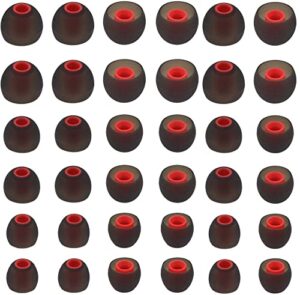 rqker earbud tips soft silicone earbuds replacement tips fit for in-ear headphones (inner hole from 3.8mm -4.2mm) 18 pairs s/m/l sizes soft silicone ear tips earbud covers eartips 18 pairs blackred