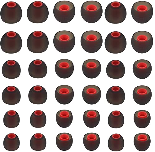 Rqker Earbud Tips Soft Silicone Earbuds Replacement Tips Fit for in-Ear Headphones (Inner Hole from 3.8mm -4.2mm) 18 Pairs S/M/L Sizes Soft Silicone Ear Tips Earbud Covers Eartips 18 Pairs BlackRed