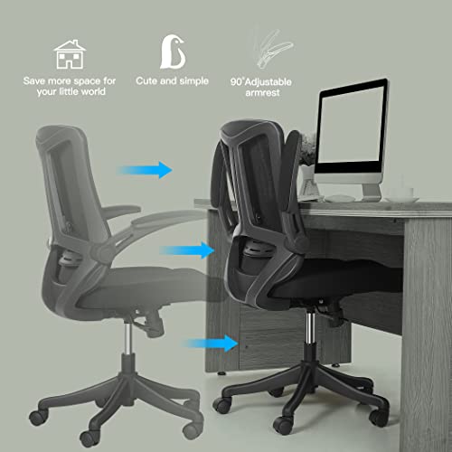 Eognyzie Ergonomic Home Office Desk Chairs with Wheels for Computer Gaming Work Chair with Adjustable Ergonomic Back Support, Mesh Chair with Adjustable Lumbar Support for Home Office Work