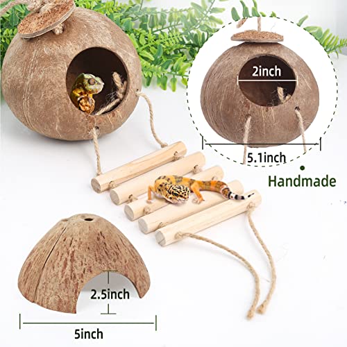 Woiworco Bearded Dragon Tank Accessories, 22 Packs Reptile Habitat Accessories Kit, Lizard Hammock Climbing Jungle Vines, Artificial Leaves, Coconut Hut, and Shells Leopard Gecko Tank Accessories