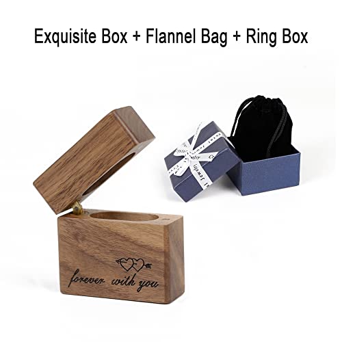 HMGF WOOD Wooden Engagement Ring Box Small Slim Flat Ring Case Wooden Ring Box